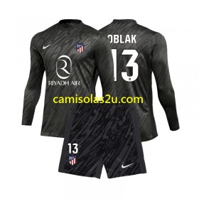 Camisolas de futebol Atlético Madrid Jan Oblak 13 Guarda Redes Criança Equipamento Principal 2024/25 Manga Comprida